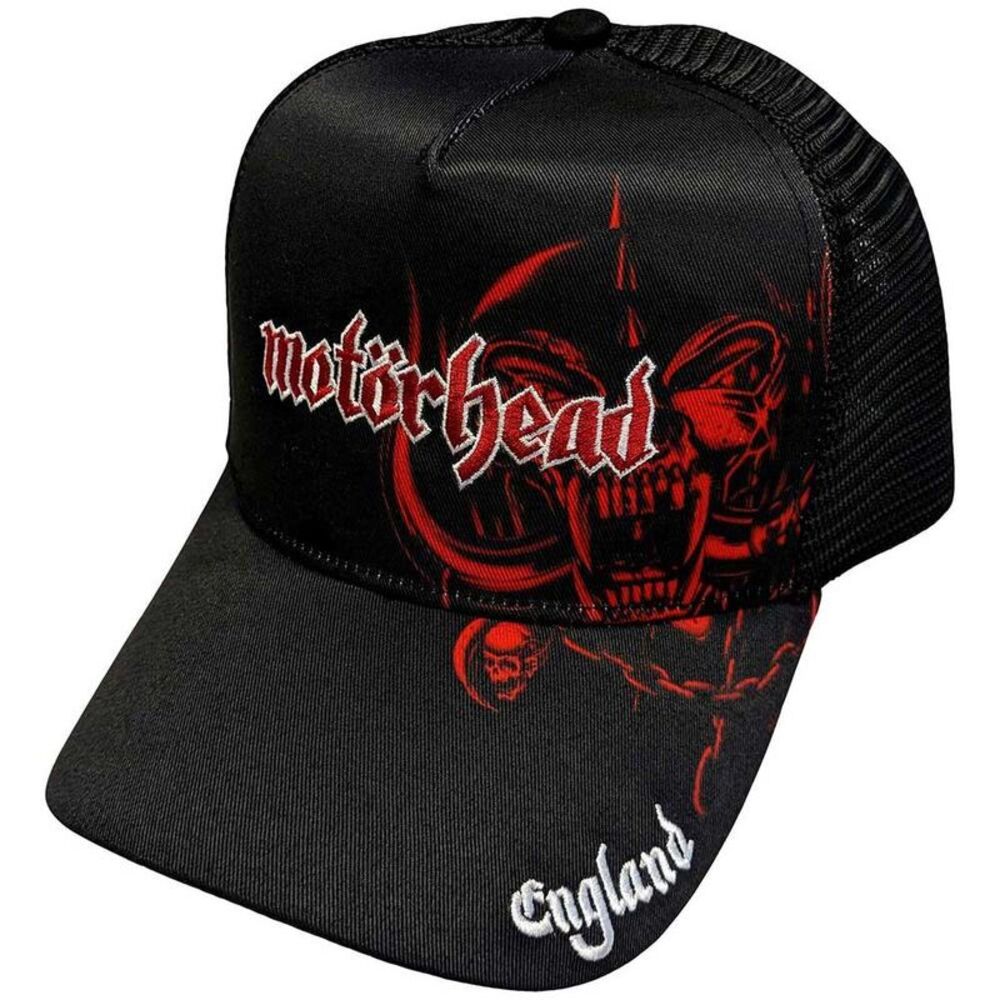 Motorhead Unisex Adult England Mesh Back Baseball Cap / Black/Red/White